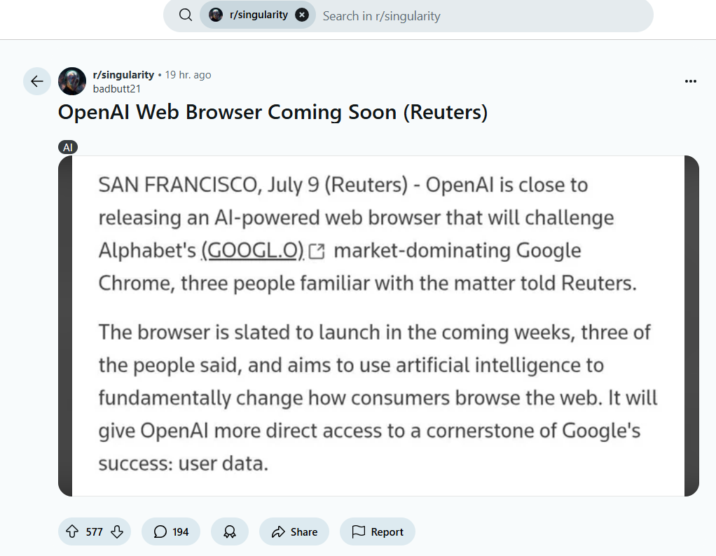 Google搜索被AI抢占，Chrome也危险了，OpenAI、Perplexity 都推出浏览器