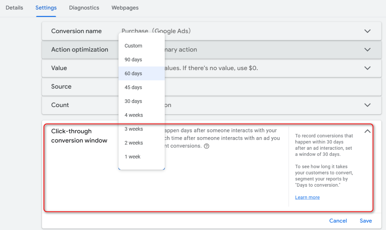 在Google Ads中，点击和转化并不总是发生在同一天