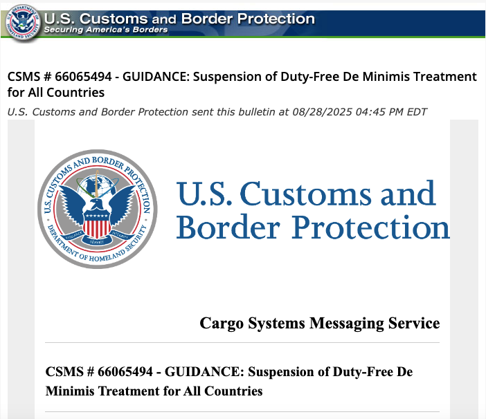 今天起！美国正式暂停所有国家最低限度免税政策