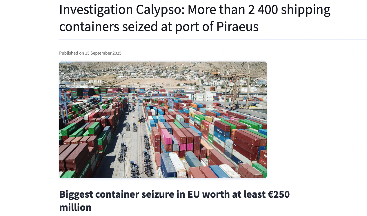 快讯：欧盟Calypso行动再次查获超1900个中国集装箱！；Giant、Merida 及 Ideal 8月收入下降！