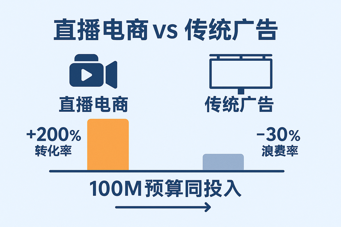 直播电商vs传统广告！为什么同样100万预算，投直播能卖爆，投广告却打水漂？到底谁是出海新赛道？