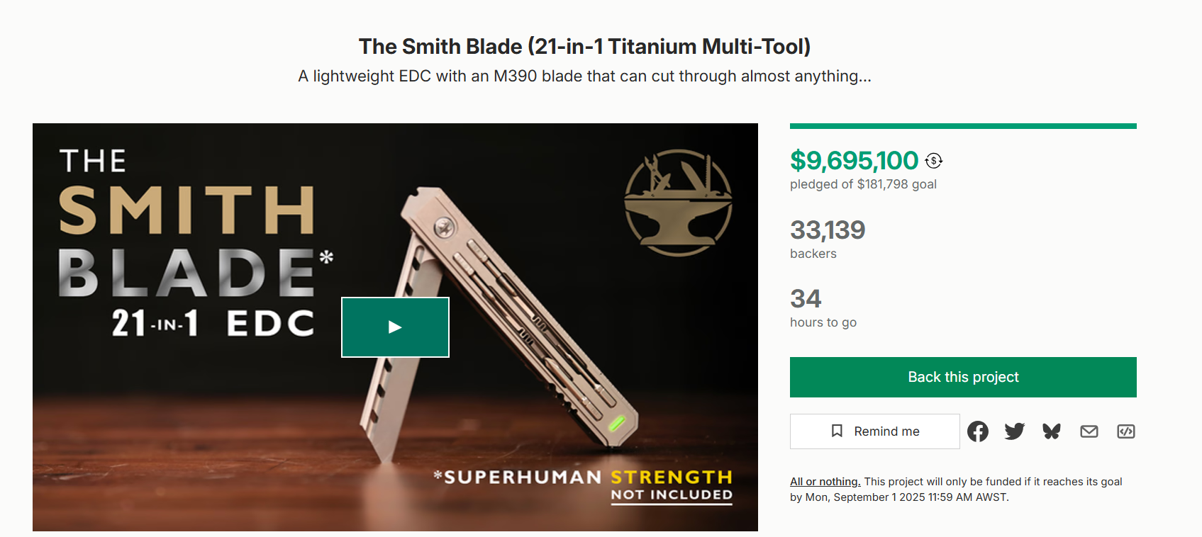 分享Hacksmith如何用一个钛合金小刀，拿下Kickstarter百万美金的众筹？