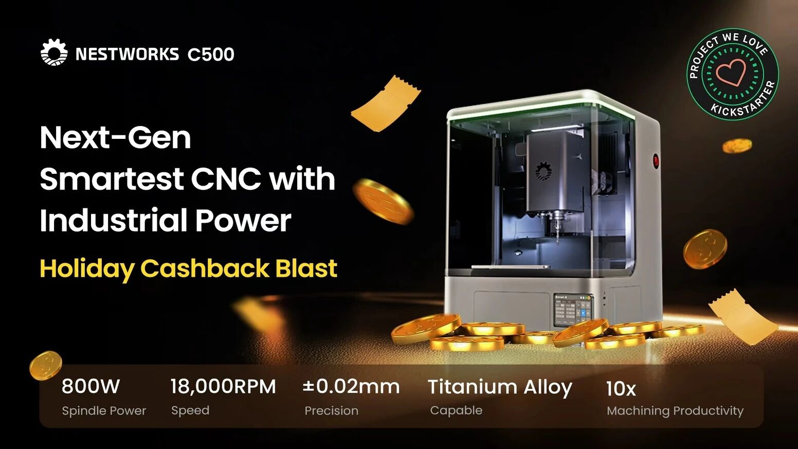 NestWorks C500 - Next-Gen Smartest CNC with Industrial Power by NestWorks —  Kickstarter