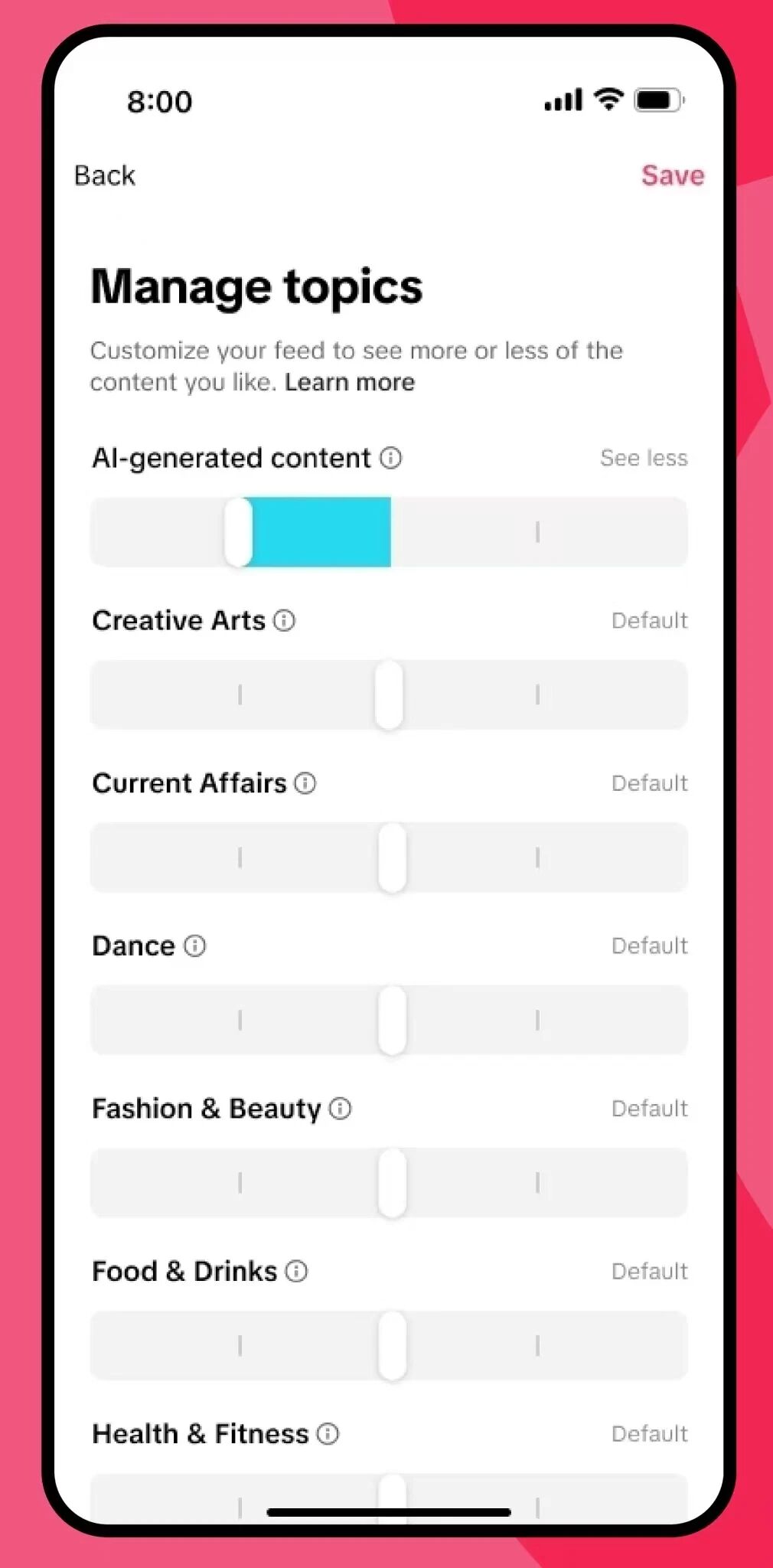 TikTok升级AI内容新功能，看多少AI视频，你说了算
