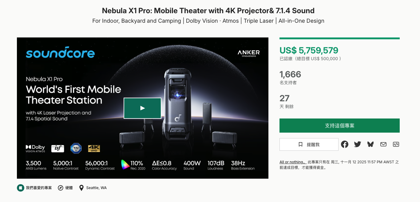 爆款案例拆解 | 575万美金众筹！这台“移动影院”凭什么打动全球？