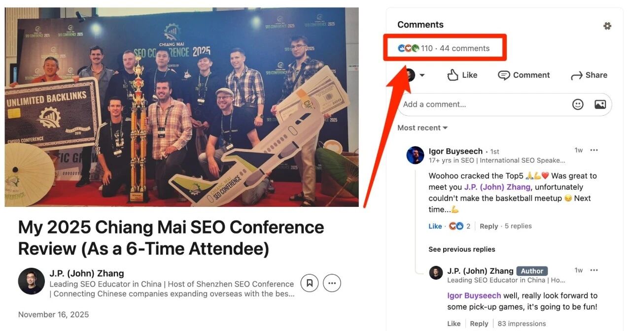 我是如何用一篇 LinkedIn 文章，在海外 SEO 圈实现“一石多鸟”的？